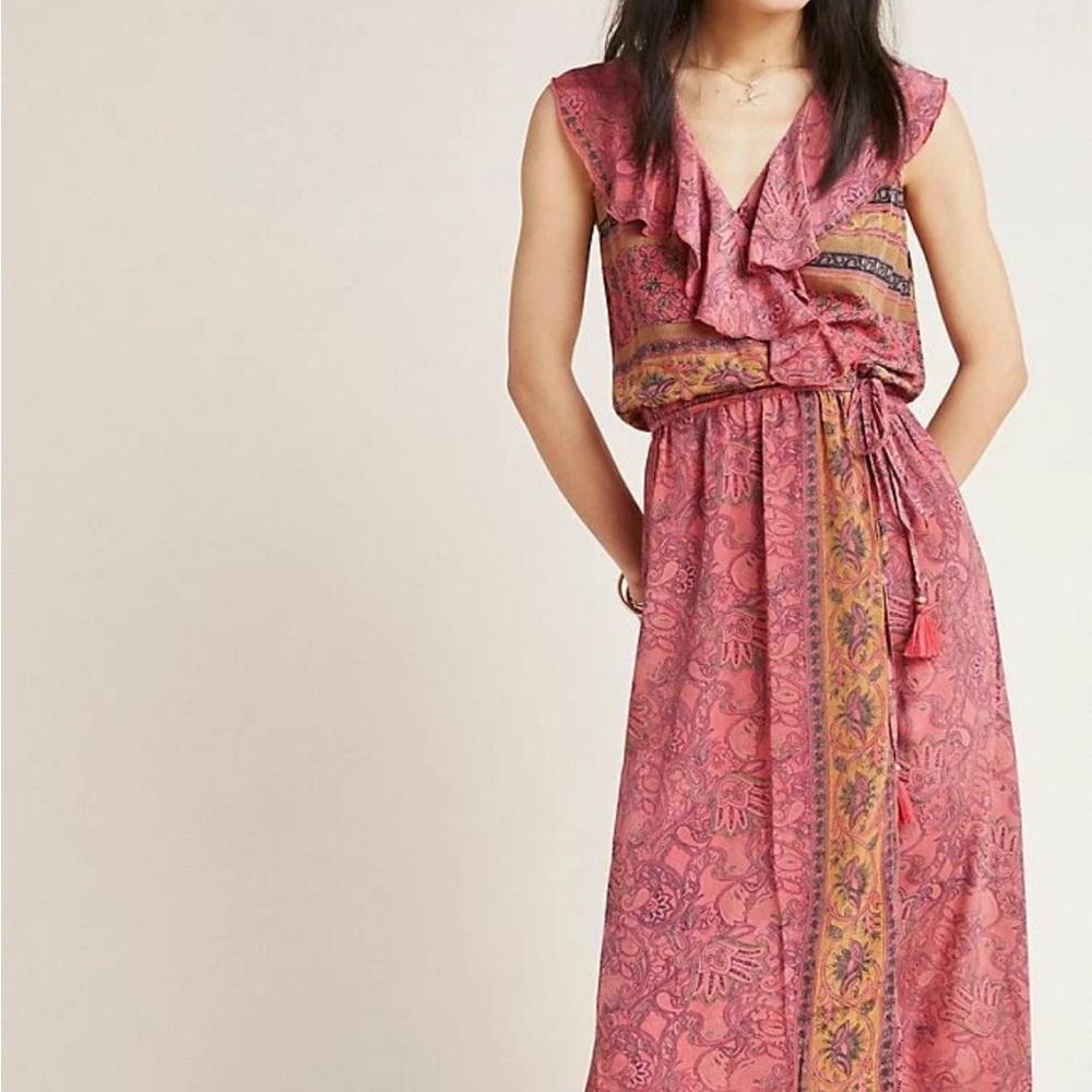 RAGA Passion Struck Pink Wrap Midi Dress-Size S